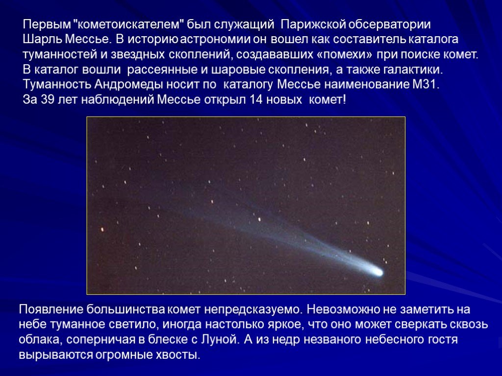 Что в переводе с греческого означает комета. Кометы презентация. Области наибольшего скопления комет. Презентация на тему кометы.