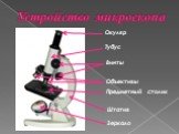Устройство микроскопа. Объективы Винты Тубус