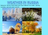 Weather in Russia. Everyone knows that there are four seasons in a year: spring, summer, autumn and winter.