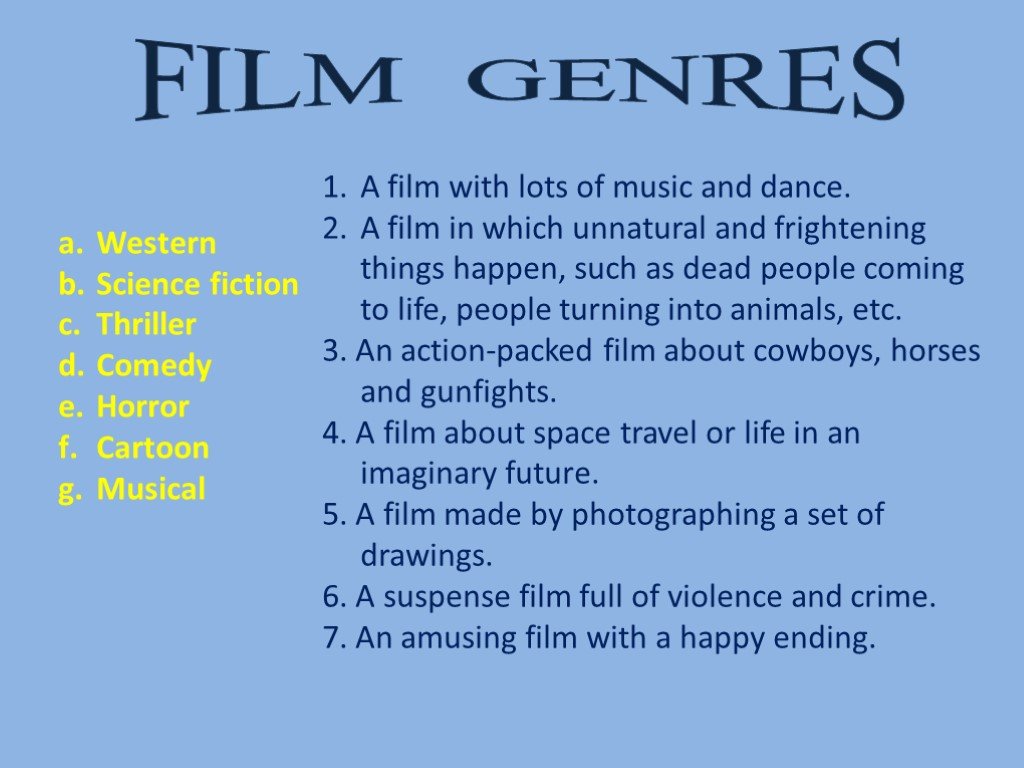 Film genres презентация