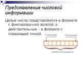 Представление числовой информации. Целые числа представляются в формате с фиксированной запятой, а действительные – в формате с плавающей точкой.