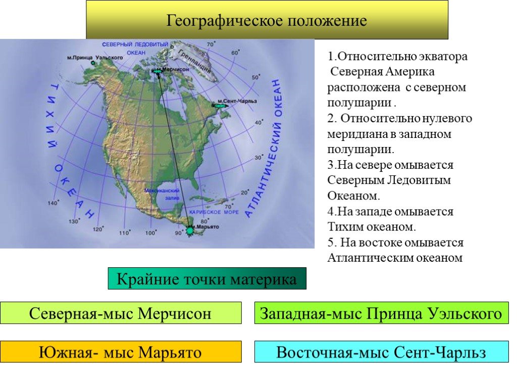 Северная америка параграф 7 класс. Крайние точки материка Северная Америка на карте. Крайние точки материка Северная Америка. Географические координаты крайних точек Северной Америки.