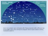 А вот так выглядит карта звёздного неба. Люди разделили небо на 88 участков (созвездий) и дали этим «звёздным фигурам» имена героев мифов и легенд, сказочных существ.