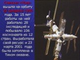 Станция «Мир» вышла на орбиту 20 февраля 1986 года. За 15 лет работы на ней работало 28 экспедиций и побывало 104 космонавта из 12 стран. Выработала свой ресурс и 23 марта 2001 года была затоплена в Тихом океане.