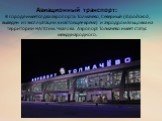 Авиационный транспорт: В городе имеется два аэропорта: Толмачёво, Северный (Городской, выведен из эксплуатации в настоящее время) и аэродром Ельцовка на территории НАПО им. Чкалова. Аэропорт Толмачёво имеет статус международного.