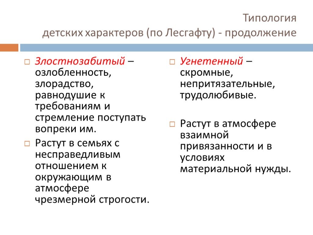 Характер презентация. Типология детских характеров. Типология детских характеров по Лесгафту.