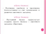 Цель бизнеса: - Получение прибыли и увеличение благосостояния за счет организации и развития цветочного магазина. Идея бизнеса: - Настоящий бизнес предполагает создание малого бизнеса – цветочного магазина «Цветочек».