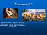 Правило № 3. Не разжигай без надобности костры! Не оставляй костры без присмотра! Если уходишь – залей костер или засыпь его песком!