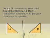 G F. Фигура G, полученная при осевой симметрии фигуры F с осью l , называется симметричной фигуре F относительно прямой l.