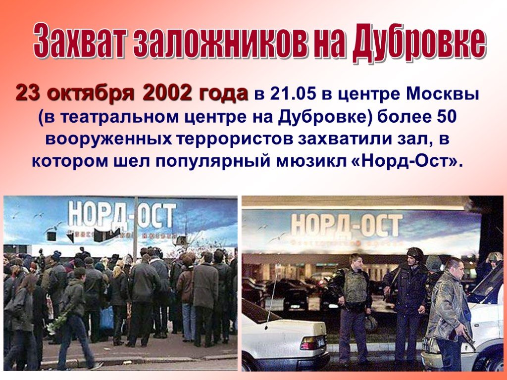 Что было 23 октября 2002. «Норд-ОСТ»: теракт на Дубровке-2002 год. 23 Октября 2002 года в театральный центр на Дубровке в Москве. Захват заложников в театральном центре Дубровка 2002.