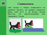 Герб города и теперь помещается на гербовых печатях, на зданиях городской Думы, герб есть и на флаге города Иркутска. Он зарегистрирован при Президенте России