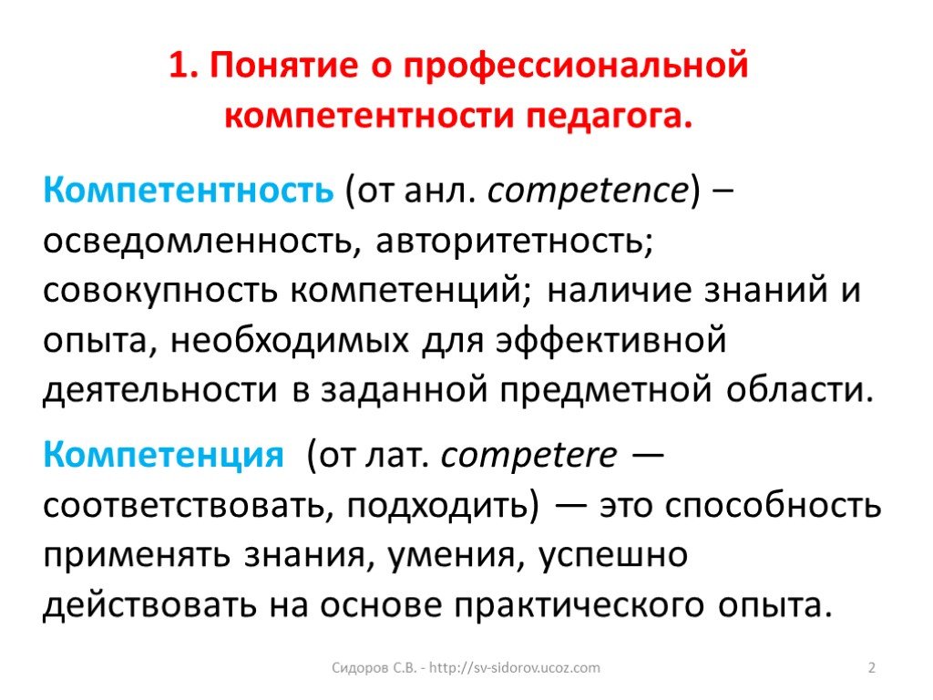 Профессиональная компетентность педагога презентация