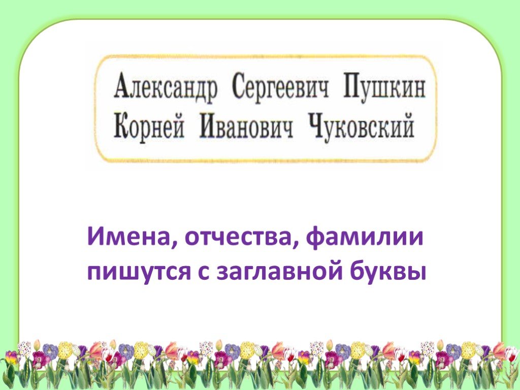 Презентация заглавная буква в именах фамилиях отчествах 1 класс школа россии