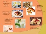 Яйца богаты витамином А, белком, железом. Каша- источник энергии. Легко усваивается. Кефир и йогурт. Повышает устойчивость иммунитета. Ржаной и белый хлеб. Содержит много углеводов, а значит много энергии. Сыр. Много белка и кальция.