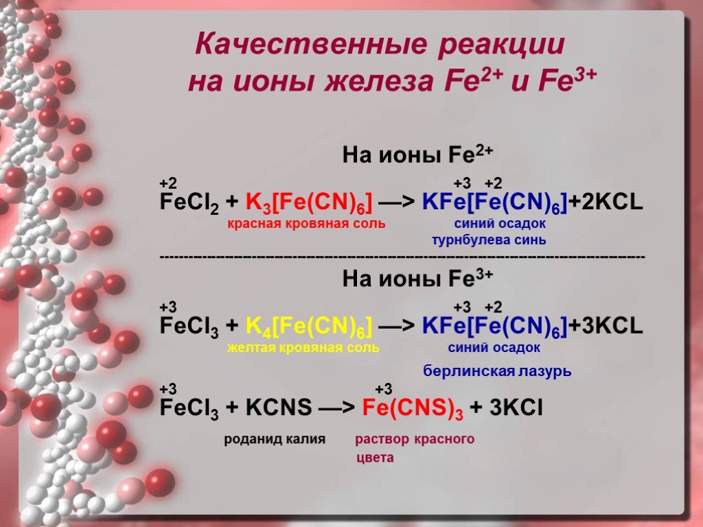 Реакция двухвалентного железа. Качественная реакция на fe2+.