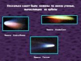 Несколько комет были названы по имени ученых, вычисливших их орбиты. Комета Хейла-Боппа. Комета Икейя-Секи Комета Галлея