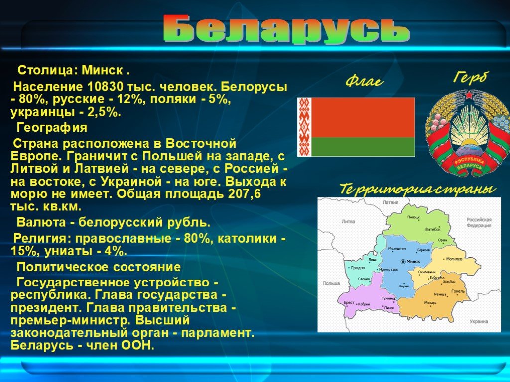 Презентация на тему белоруссия