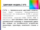 L*a*b — трехканальная цветовая модель. Она была создана Международной комиссией по освещению (С1Е) с целью преодоления существенных недостатков моделей RGB, CMYK, HSB, в частности, она призвана стать аппаратно-независимой моделью и определять цвета без оглядки на особенности устройства (монитора, пр