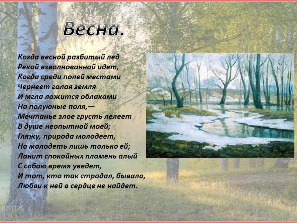 Русская природа весной текст