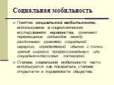 Понятие социальной мобильности, используемое в социологических исследованиях неравенства, означает перемещение индивидов между различными уровнями социальной иерархии, определяемой обычно с точки зрения широких профессиональных или социально-классовых категорий. Степень социальной мобильности часто 