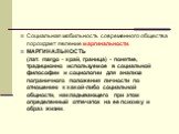 Социальная мобильность современного общества порождает явление маргинальности. МАРГИНАЛЬНОСТЬ (лат. margo - край, граница) - понятие, традиционно используемое в социальной философии и социологии для анализа пограничного положения личности по отношению к какой-либо социальной общности, накладывающего