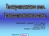 Выполнила: ученица 11 «Т» класса Гимназии №1 Карпова Елена Учитель: Пшеницына И. Н. Абдулино, 2008 год. Электромагнитное поле. Электромагнитные волны. 5klass.net