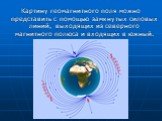 Картину геомагнитного поля можно представить с помощью замкнутых силовых линий, выходящих из северного магнитного полюса и входящих в южный.