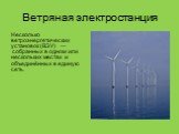 Ветряная электростанция. Несколько ветроэнергетических установок (ВЭУ) — собранных в одном или нескольких местах и объединённых в единую сеть.