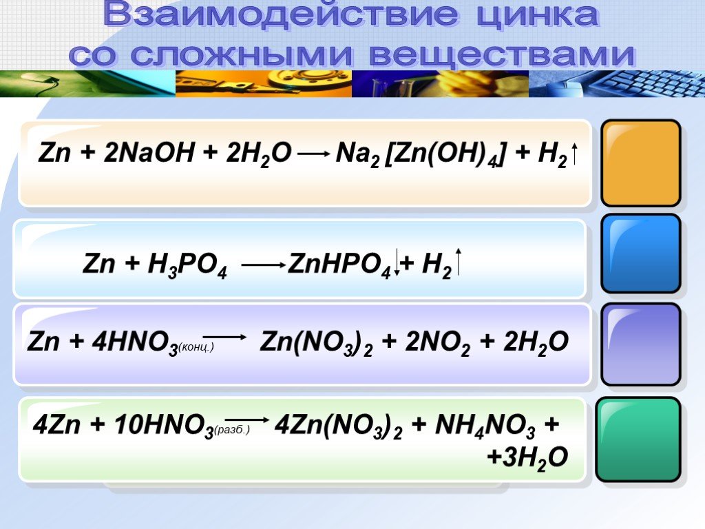 Znno32 zn. Взаимодействие цинка со сложными веществами. Цинк NAOH. ZN+4hno3. ZN NAOH конц.