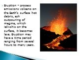 Eruption - process emissions volcano on the Earth's surface hot debris, ash outpouring of magma, which izlivshis on the surface, it becomes lava. Eruption may have a time period ranging from several hours to many years.
