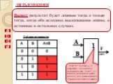 ДИЗЪЮНКЦИЯ Соответствует союзу ИЛИ; Обозначение V; В языках программирования or; Название: Логическое сложение. F (AvB) 1