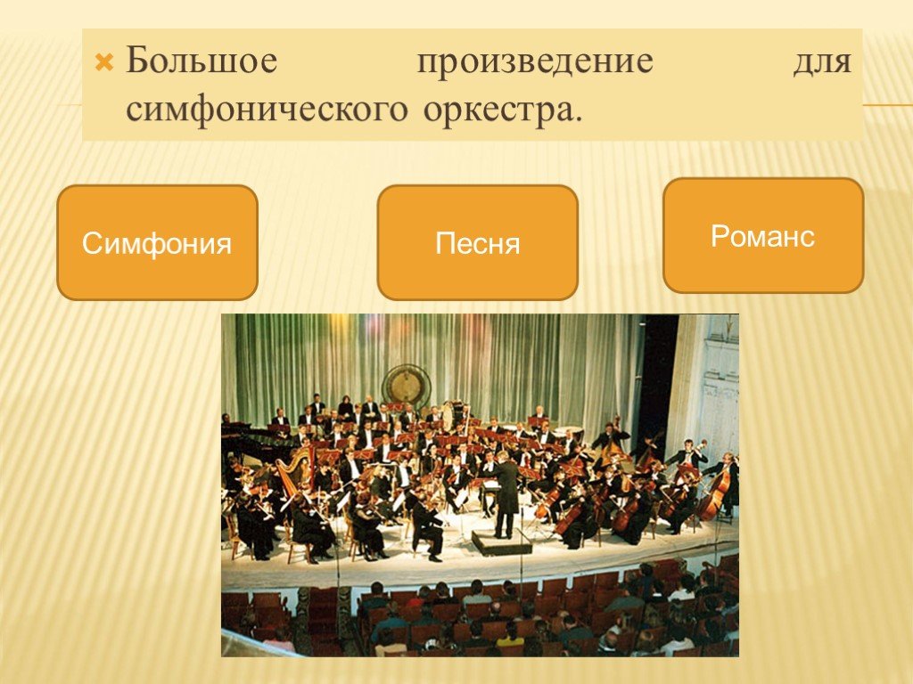 Симфонический оркестр 1 класс музыка. Произведения для симфонического оркестра. Крупное музыкальное произведение для симфонического оркестра. Произведение для оркестра это. Симфонический оркестр слайд.