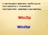 К настоящему времени наибольшую популярность и «жизненное пространство» завоевали архиваторы WinZip WinRar