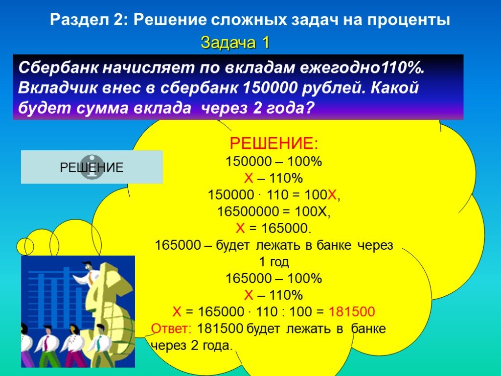 Презентация на решение задач на проценты