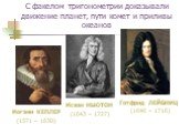 Иоганн КЕПЛЕР (1571 – 1630). Исаак НЬЮТОН (1643 – 1727). Готфрид ЛЕЙБНИЦ (1646 – 1716). С факелом тригонометрии доказывали движение планет, пути комет и приливы океанов