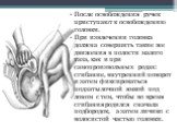 После освобождения ручек приступают к освобождению головки. При извлечении головка должна совершить такие же движения в полости малого таза, как и при самопроизвольных родах: сгибание, внутренний поворот и затем фиксироваться подзатылочной ямкой под лоном с тем, чтобы во время сгибания родился снача