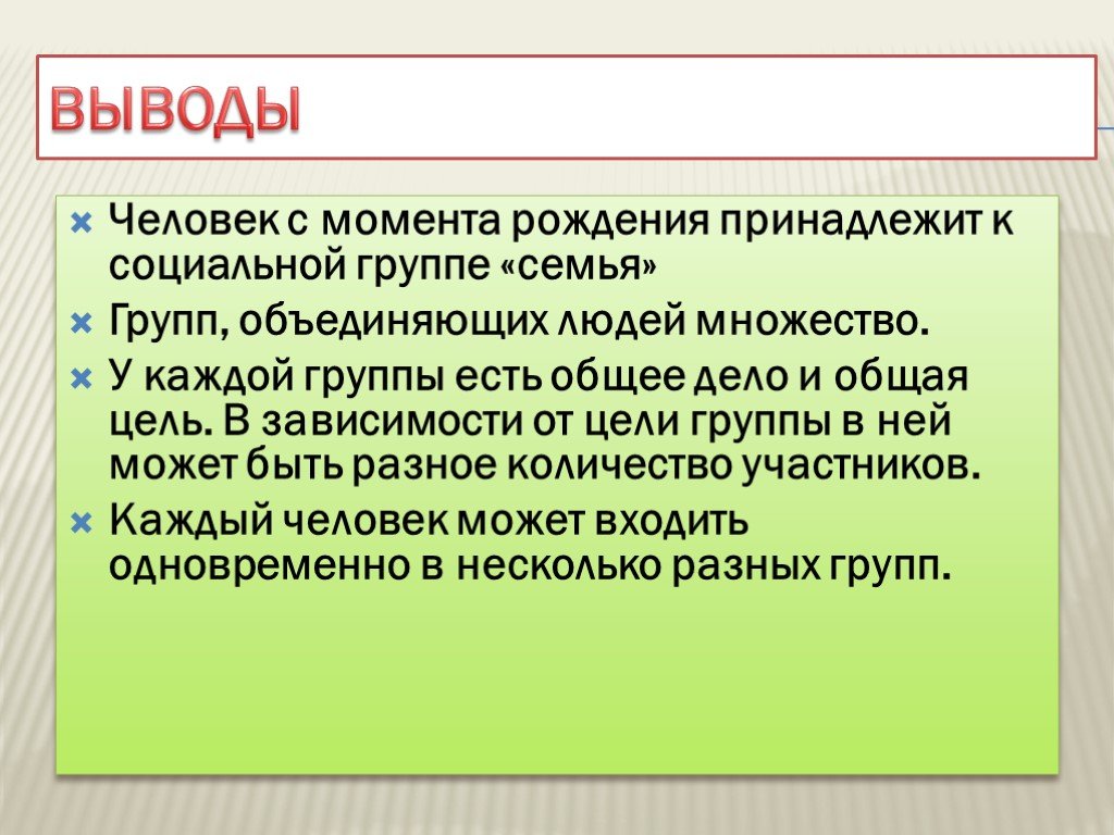 Вывод группы