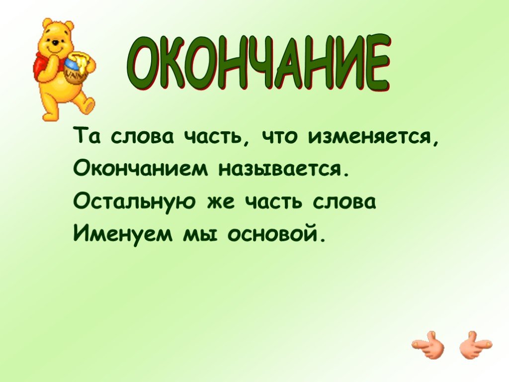 Окончание как изменяемая часть слова 2 класс презентация