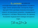  – распадом называется самопроизвольное превращение атомного ядра путем испускания электрона. Ядро – продукт бета-распада оказывается ядром одного из изотопов элемента с порядковым номером в таблице Менделеева на единицу большим порядкового номера исходного ядра.