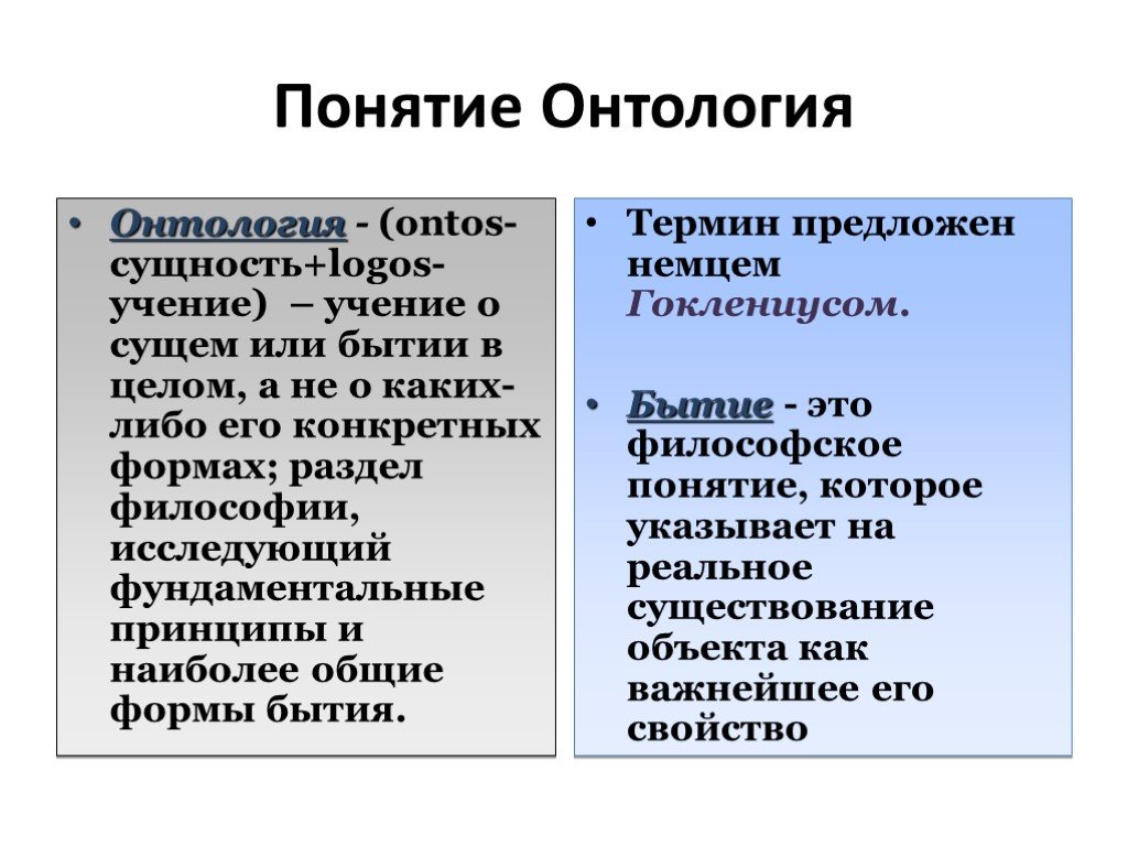 Презентация онтология как учение о бытии