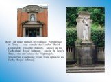 There are three statues of Florence Nightingale in Derby — one outside the London Road Community Hospital formerly known as the Derbyshire Royal Infirmary, one in St. Peter's Street, and one above the Nightingale-Macmillan Continuing Care Unit opposite the Derby Royal Infirmary.
