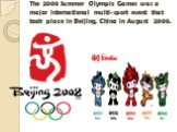 The 2008 Summer Olympic Games was a major international multi-sport event that took place in Beijing, China in August 2008.