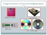 Современные носители информации. Дискета 3,5 дюйма Жесткий диск CD- и DVD-диски Flash-диск