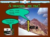 А знаешь ли ты? 4000 м ? - в 20 раз ниже. Скалы Южного Урала на реке Зилим. Арагац – самый высокий вулкан Армении