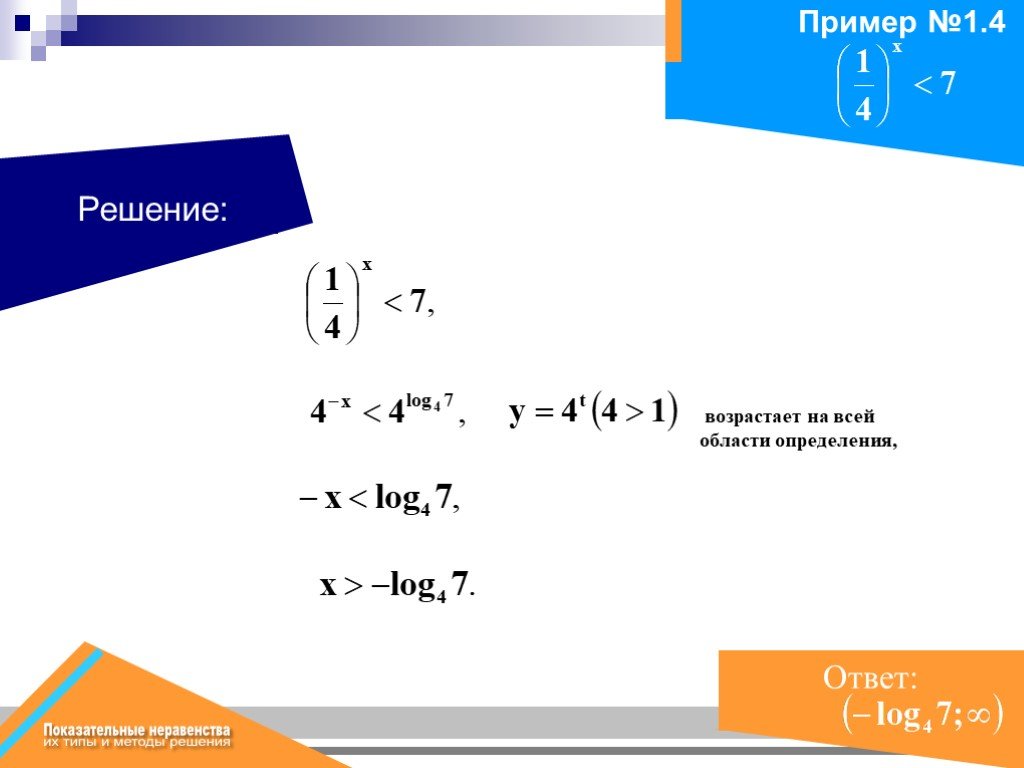 Показательные неравенства калькулятор по фото