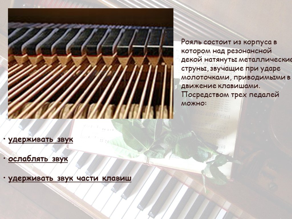 Звонят цикады тысячи металлических струн. Из чего состоит рояль. Рояль для презентации. Из чего состоит пианино. Резонансная дека.