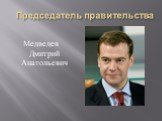 Председатель правительства. Медведев Дмитрий Анатольевич