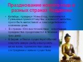 Празднование нового года в разных странах буддизма. Китайцы, празднуя Новый год, поклоняются Гуаньинье приносят жертвы и возносят молитвы, прося быть милостивой и снисходительной к хозяевам дома. В странах Юго-восточной Азии новогодние празднества продолжаются в течение трех дней. В Бирме и Лаосе су