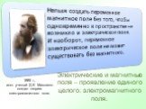 1885 г., англ. ученый Д.К. Максвелл создал теорию электромагнитного поля. Электрические и магнитные поля – проявление единого целого: электромагнитного поля.