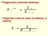 Гидролиз соли по катиону: Гидролиз соли по соли по катиону и аниону: